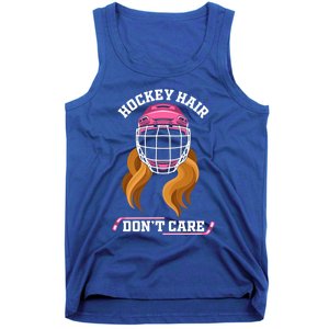 Hockey Hair DonT Care Funny Ice Hockey Gift Tank Top