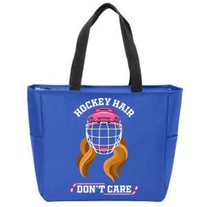 Hockey Hair DonT Care Funny Ice Hockey Gift Zip Tote Bag