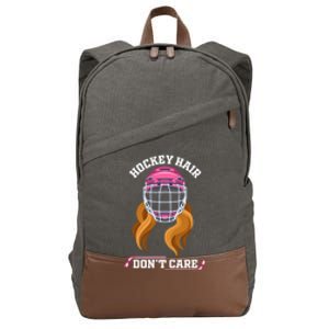 Hockey Hair DonT Care Funny Ice Hockey Gift Cotton Canvas Backpack