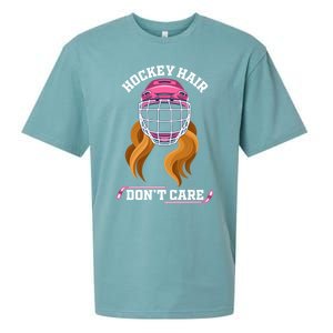 Hockey Hair DonT Care Funny Ice Hockey Gift Sueded Cloud Jersey T-Shirt