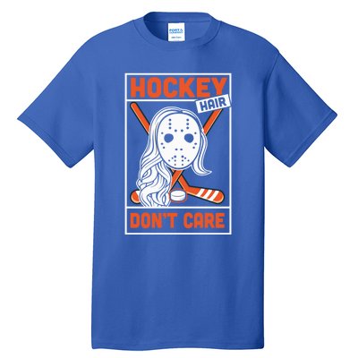 Hockey Hair Dont Care Ice Hockey Vintage Gift Great Gift Tall T-Shirt