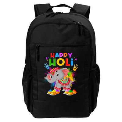 Happy Holi Elephant Celebrating Hindu Holiday Daily Commute Backpack
