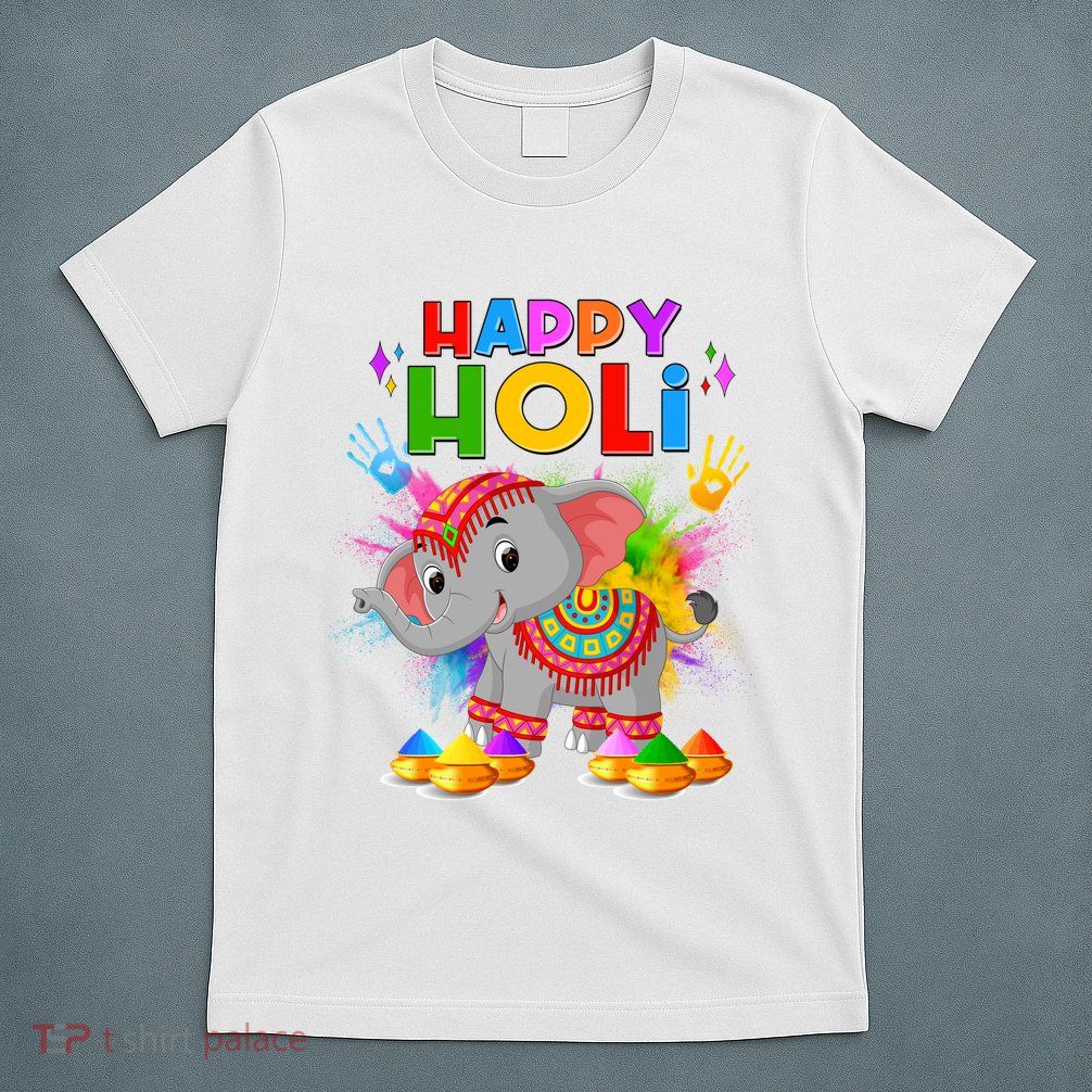 Happy Holi Elephant Celebrating Hindu Holiday T-Shirt