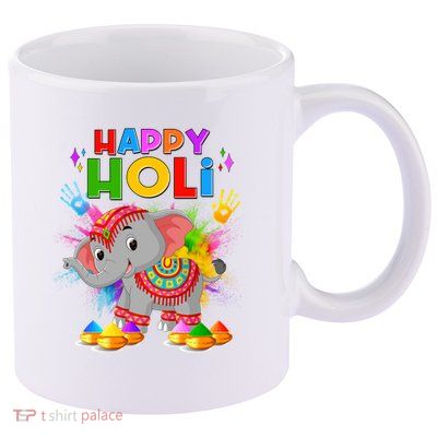 Happy Holi Elephant Celebrating Hindu Holiday 11oz C Handle Ceramic Mug