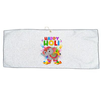 Happy Holi Elephant Celebrating Hindu Holiday Large Microfiber Waffle Golf Towel