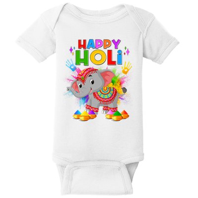 Happy Holi Elephant Celebrating Hindu Holiday Baby Bodysuit