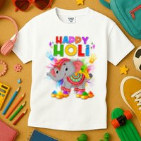 Happy Holi Elephant Celebrating Hindu Holiday Kids T-Shirt