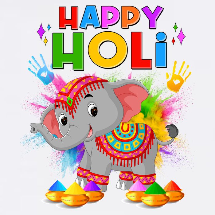 Happy Holi Elephant Celebrating Hindu Holiday Kids T-Shirt