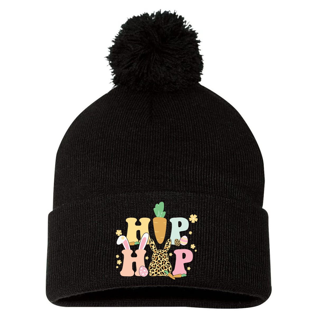 Hip Hop Easter Bunny Festive Spring Pom Pom 12in Knit Beanie