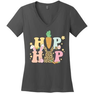 Hip Hop Easter Bunny Festive Spring Women's V-Neck T-Shirt