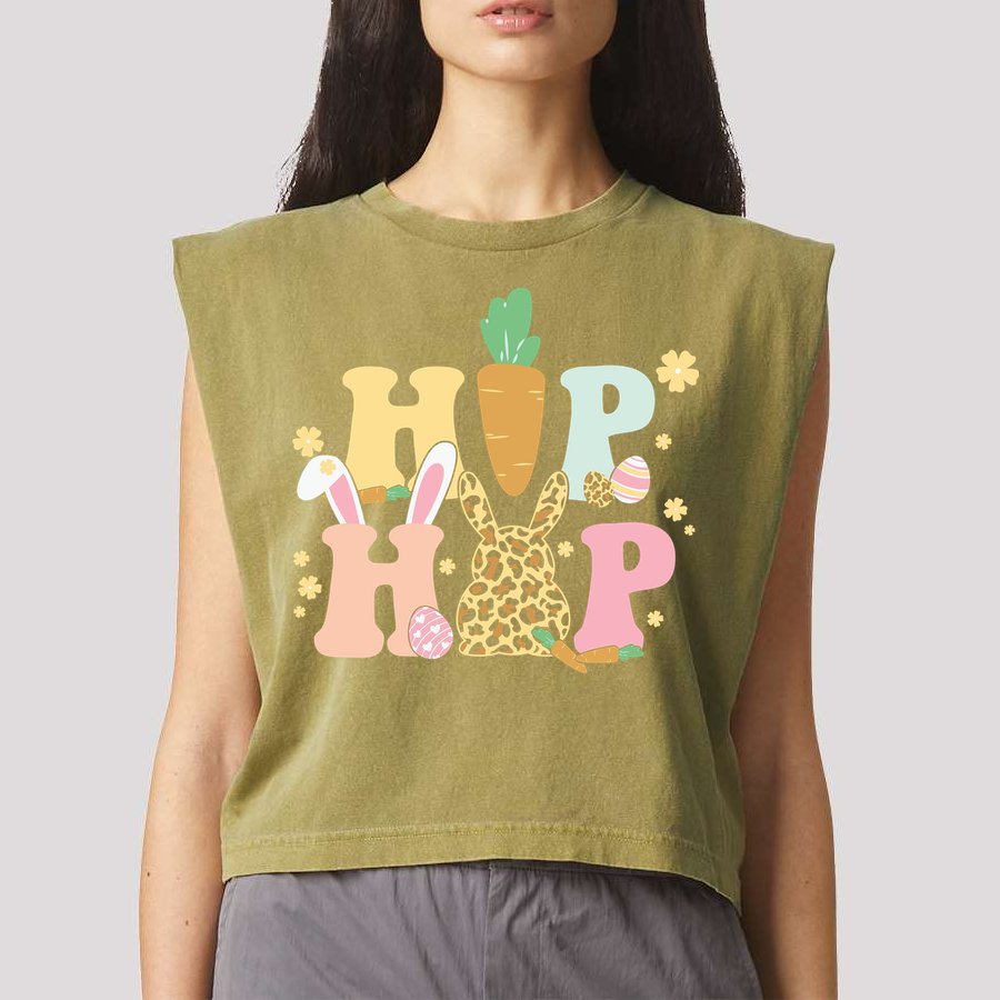 Hip Hop Easter Bunny Festive Spring Garment-Dyed Women's Muscle Tee
