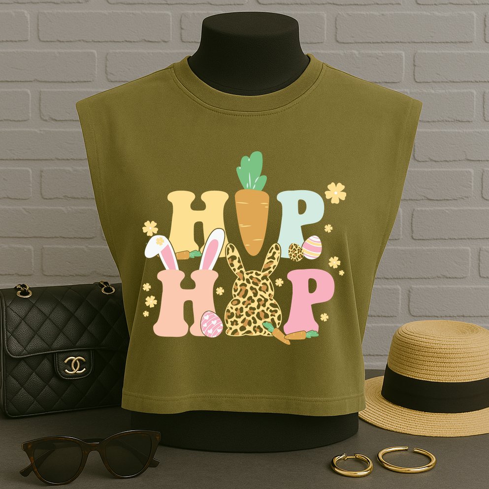Hip Hop Easter Bunny Festive Spring Garment-Dyed Women's Muscle Tee