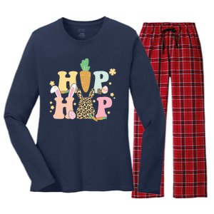 Hip Hop Easter Bunny Festive Spring Women's Long Sleeve Flannel Pajama Set 