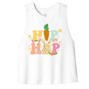 Hip Hop Easter Bunny Festive Spring Women's Racerback Cropped Tank