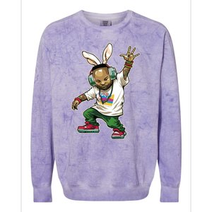 Hip Hop Easter Bunny Face Colorblast Crewneck Sweatshirt