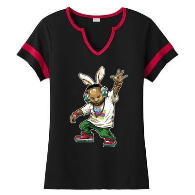 Hip Hop Easter Bunny Face Ladies Halftime Notch Neck Tee