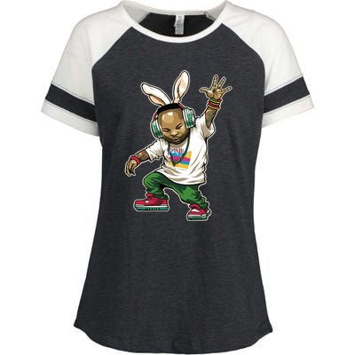 Hip Hop Easter Bunny Face Enza Ladies Jersey Colorblock Tee