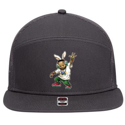 Hip Hop Easter Bunny Face 7 Panel Mesh Trucker Snapback Hat