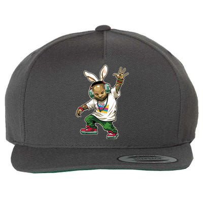 Hip Hop Easter Bunny Face Wool Snapback Cap