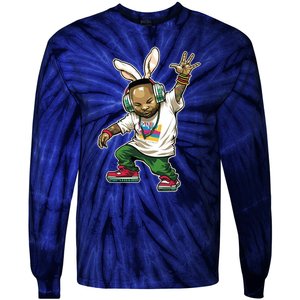 Hip Hop Easter Bunny Face Tie-Dye Long Sleeve Shirt