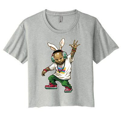 Hip Hop Easter Bunny Face Women's Crop Top Tee