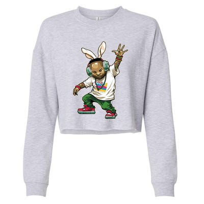 Hip Hop Easter Bunny Face Cropped Pullover Crew