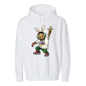 Hip Hop Easter Bunny Face Garment-Dyed Fleece Hoodie