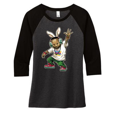 Hip Hop Easter Bunny Face Women's Tri-Blend 3/4-Sleeve Raglan Shirt