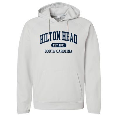 Hilton Head Est 1983 South Carolina Retro Vintage Performance Fleece Hoodie