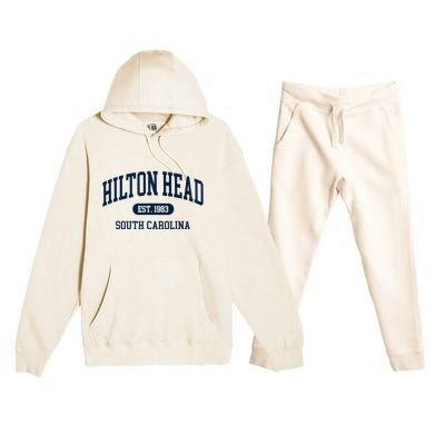 Hilton Head Est 1983 South Carolina Retro Vintage Premium Hooded Sweatsuit Set