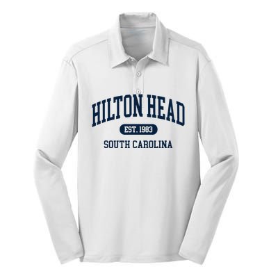 Hilton Head Est 1983 South Carolina Retro Vintage Silk Touch Performance Long Sleeve Polo