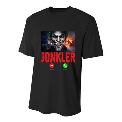 Humor Halloween Evil Jonkler Is Calling Evil Jonkler Youth Performance Sprint T-Shirt