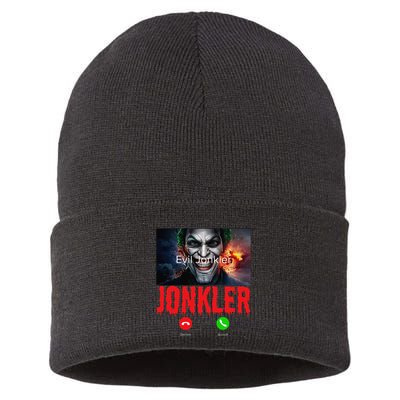 Humor Halloween Evil Jonkler Is Calling Evil Jonkler Sustainable Knit Beanie