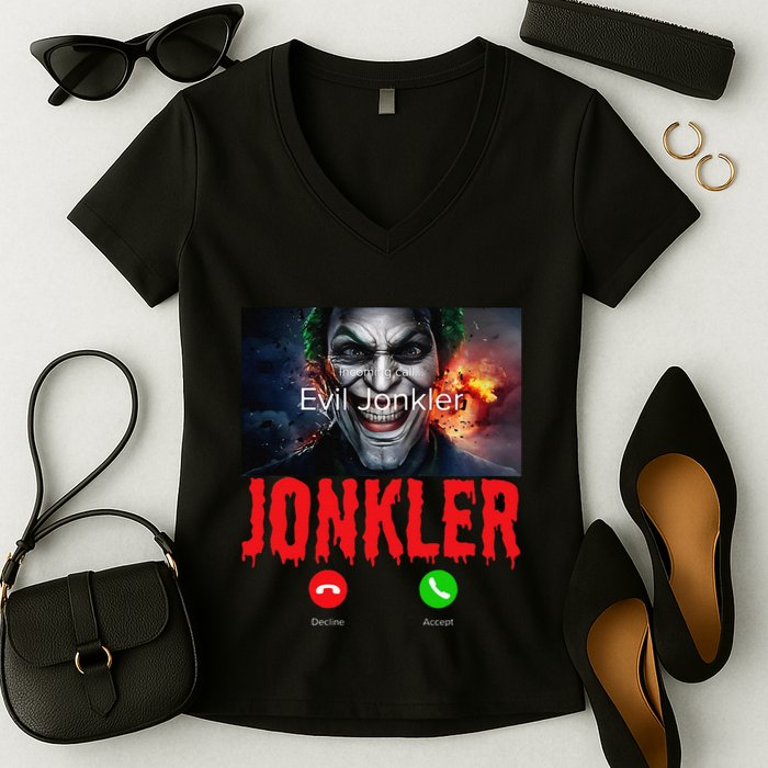 Humor Halloween Evil Jonkler Is Calling Evil Jonkler Women's V-Neck T-Shirt
