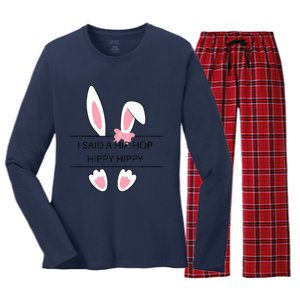 Hip Hop Easter Bunny Women's Long Sleeve Flannel Pajama Set 