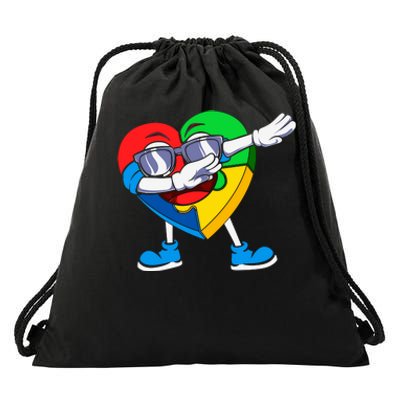 Heartpuzzledabbing Drawstring Bag