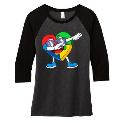 Heartpuzzledabbing Women's Tri-Blend 3/4-Sleeve Raglan Shirt