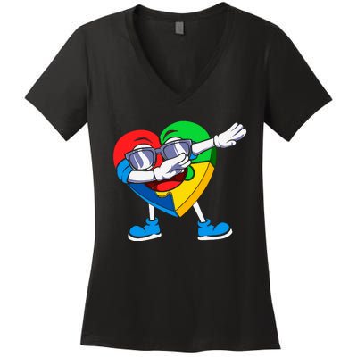 Heartpuzzledabbing Women's V-Neck T-Shirt