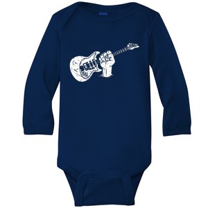 Hand Holding Electric Guitar Musician Musical Baby Long Sleeve Bodysuit