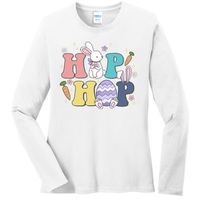 Hip Hop Easter Bunny Festive Holiday Cute Ladies Long Sleeve Shirt