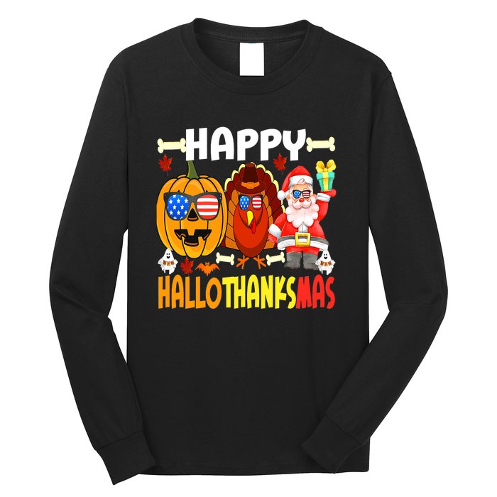 Happy HalloThanksMas Funny Pumpkin Long Sleeve Shirt