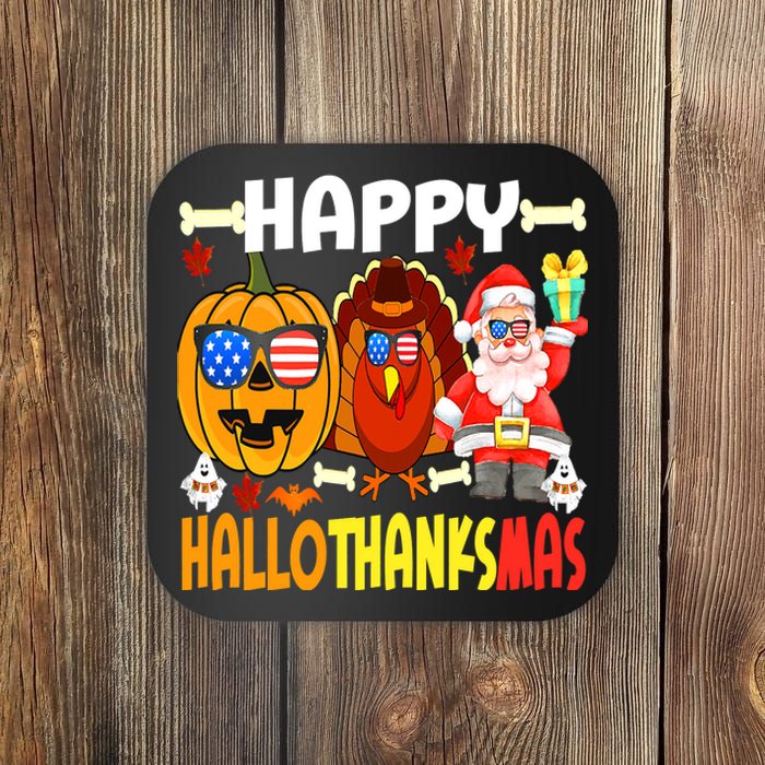 Happy HalloThanksMas Funny Pumpkin Coaster