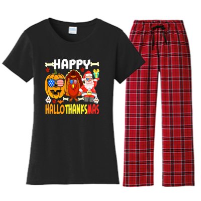 Happy HalloThanksMas Funny Pumpkin Women's Flannel Pajama Set