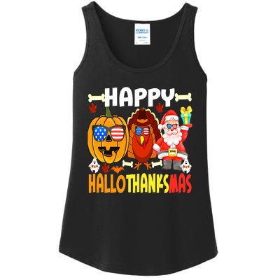 Happy HalloThanksMas Funny Pumpkin Ladies Essential Tank