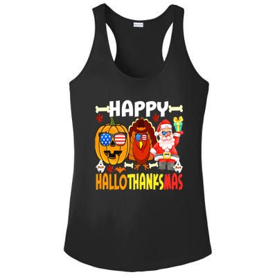 Happy HalloThanksMas Funny Pumpkin Ladies PosiCharge Competitor Racerback Tank