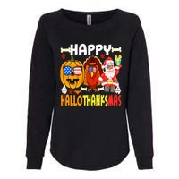 Happy HalloThanksMas Funny Pumpkin Womens California Wash Sweatshirt