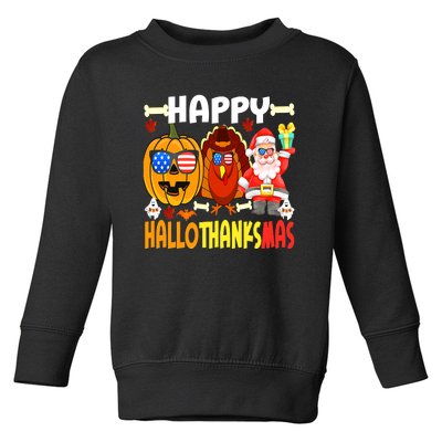 Happy HalloThanksMas Funny Pumpkin Toddler Sweatshirt