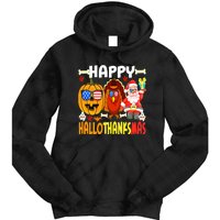 Happy HalloThanksMas Funny Pumpkin Tie Dye Hoodie