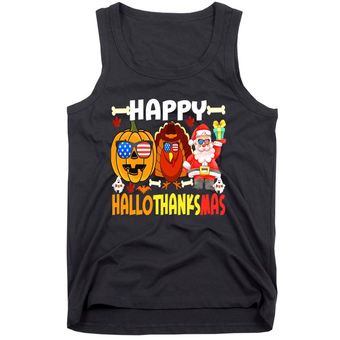 Happy HalloThanksMas Funny Pumpkin Tank Top