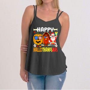 Happy HalloThanksMas Funny Pumpkin Women's Strappy Tank